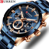 Curren- Men's Stainless Steel Chronograph Quartz Watch- 8355- Blue