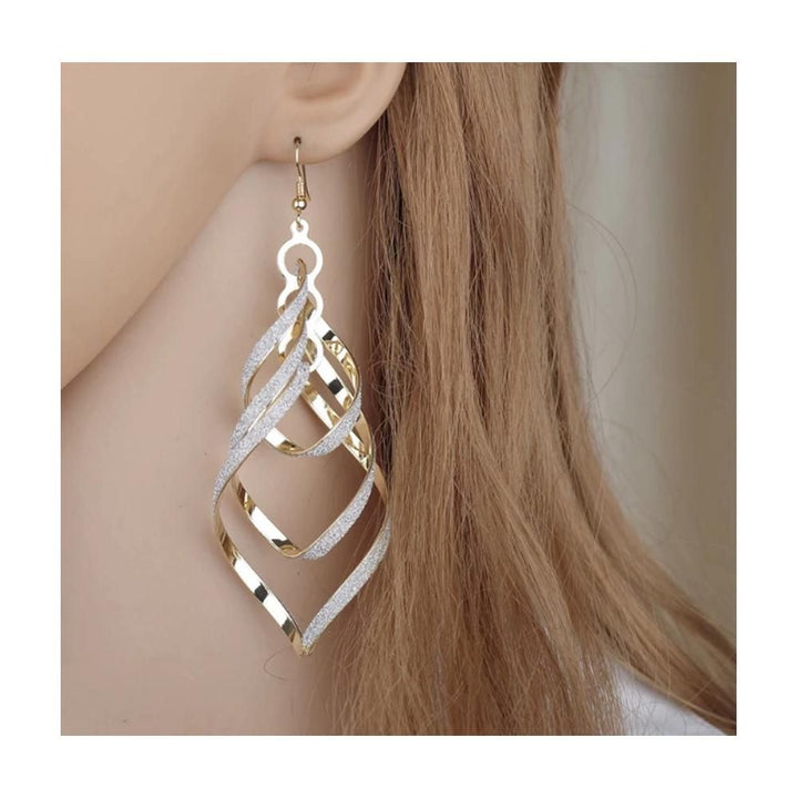 The Marshall- Golden Geometric Spiral Dangle Earrings - TM-E-56