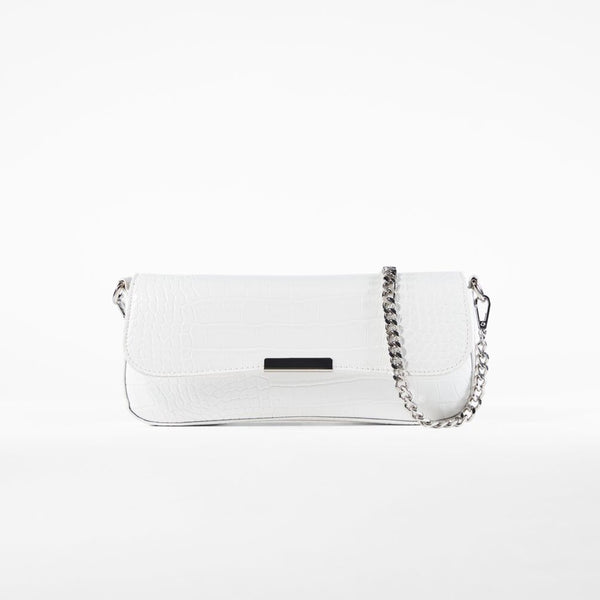 Bershka- Mock croc chain bag - White