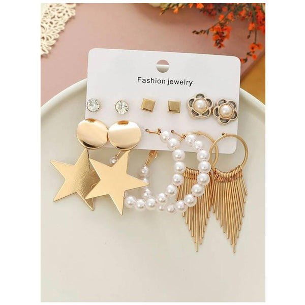 Shein- 6pairs Faux Pearl Decor Earrings