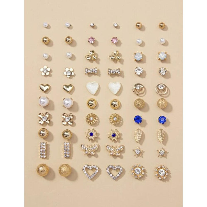 Shein- 30pairs Heart & Flower Decor Stud Earrings