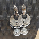 Raviiga- Afghani Silver Jhumka Earrings