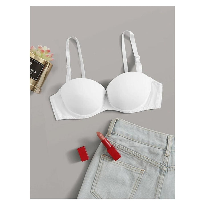 Shein- Adjustable Strap Underwire Bra - white