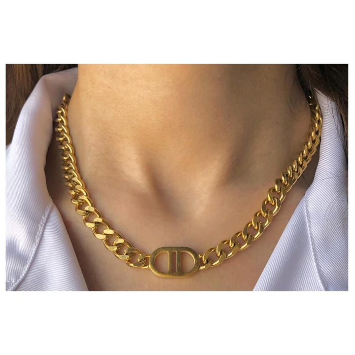 Jewels By Noor- 18k gold plated dior chunky chain