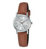 Grey Dial Leather Band Watch For Women, LTP-1095E-7BDF