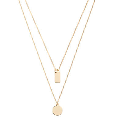 Forever 21- Gold Disc & Bar Charm Necklace Set