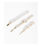 Sivvi- Stock Pack of 3 Gold Faux Pearl Hair Pins