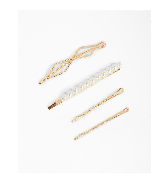 Sivvi- Stock Pack of 4 Gold Multi Geo Hair Pins by Bagallery Deals priced at #price# | Bagallery Deals