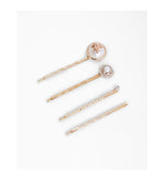 Sivvi- Stock Pack of 4 Gold Multi Floral Detailed Hair Pins