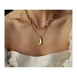 The Marshall- Golden Multilayered Chunky Chain Choker Necklace - TM-MLN-04