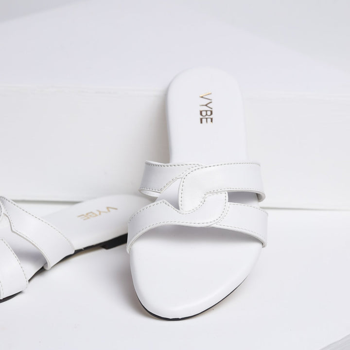 VYBE- Cross Strap Slide-white