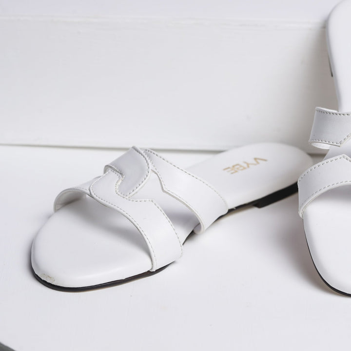 VYBE- Cross Strap Slide-white