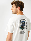 Koton- Letter Printed T-Shirt Crew Neck Cotton - White