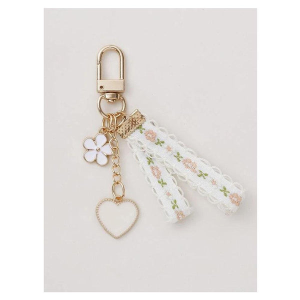 Shein- Heart & Flower Charm Keychain