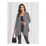 Shein- outerwear asymmetrical or asymmetrical elegant checkered cotton fabric