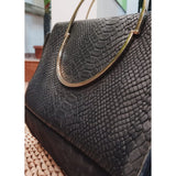 Shein- Black Leather-Look Mini Tote Bag