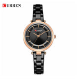 Curren- Luxury Brand Minimalist Quartz Watches Women Rose Bracelet Watch - 9054 - Black Rose