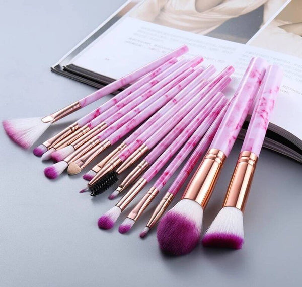 The original 15 Piece Marble Print Makeup Brush Set