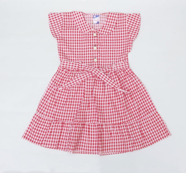 The Original - 1 Piece Check Red and White Kids Frock