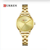 Curren- Luxury Stainless Steel Bracelet Style Quartz Fashion Dress Ladies Watch - 9019 - Gold