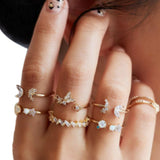 Shein- 7Pcs / Set Alloy Butterfly Adjustable Flowers Rings