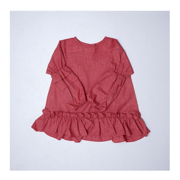 Kids Polo Association- Frilled Shirt Red