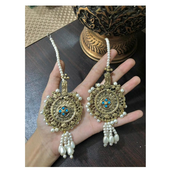 Jewels By Noor- blue anique earrings