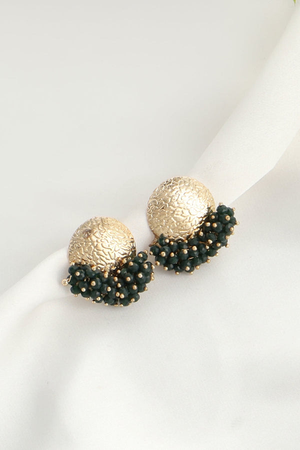 Keshia- Bon Dark Green Beaded Stud