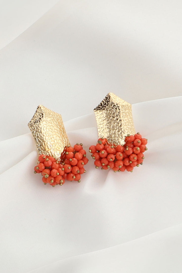 Keshia- Dior Orange Beaded Stud