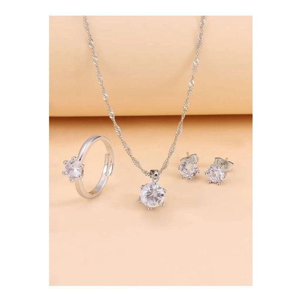 Shein- 4pcs Zircon Decor Jewelry Set