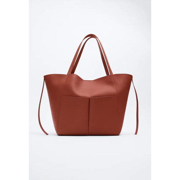 Zara- Soft Tote Bag With Pockets