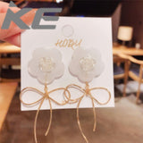 Shein- Silver Needle Oversized Bow Flower Earrings Korean Version Exaggerated Personality Earrings Temperament Sweet And Cool Wind Earrings Women For Grls For Women Low Price