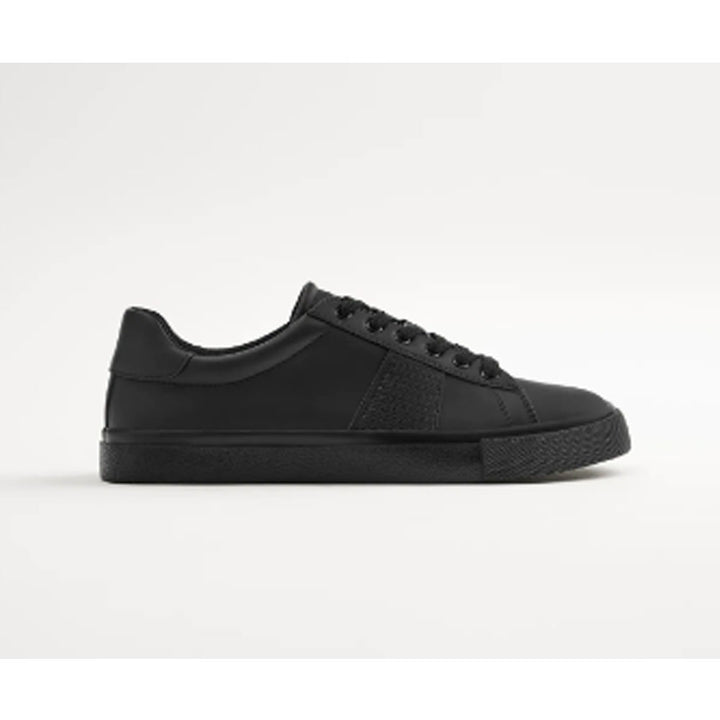 Zara- Black Monochrome Sneakers With Side Stripe Detail