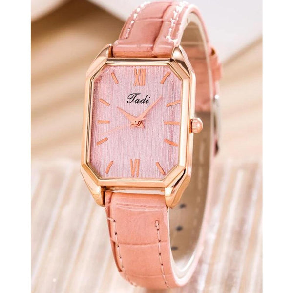 Shein- Rectangle Pointer Quartz Watch- Rose Gold