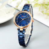 Curren- Women Watches Luxury Metal Bracelet Wrist Watch Classy Fashion Quartz - 9054 - Blue Rose