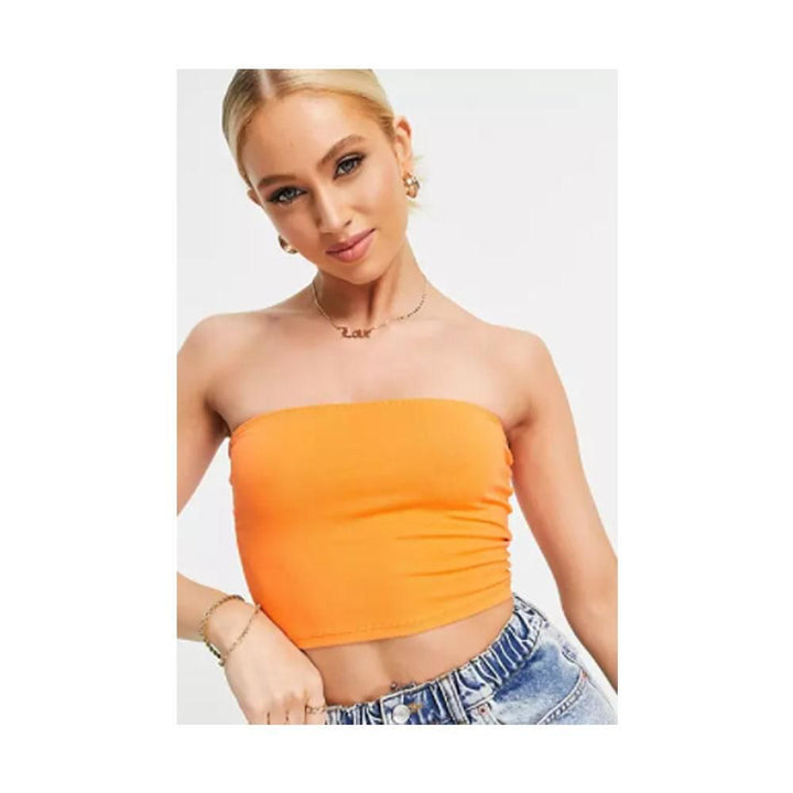 Asos- Design ultimate bandeau crop top in organic cotton in Orange