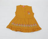 The Original - 1 Piece Mustard Embroidered Kids Frock
