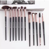 MUICIN - 12 Pieces Rose Gold & Black Complete Eye Brushes Set