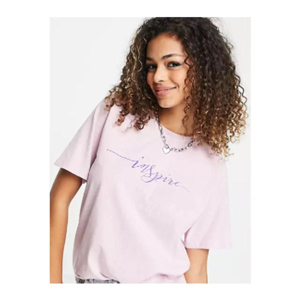 Asos- Pieces t-shirt with inspire slogan in pink