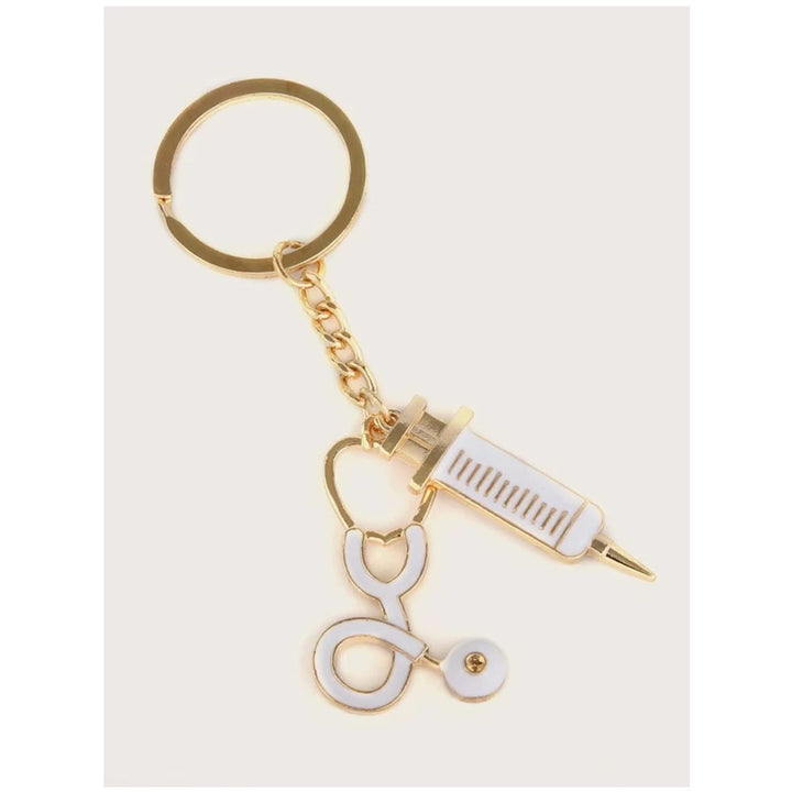 Shein- EMERY ROSE Stethoscope & Syringe Charm Keychain