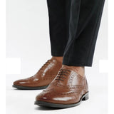 Asos Design- Asos Design Wide Fit Oxford Brogue Shoes Tan Leather