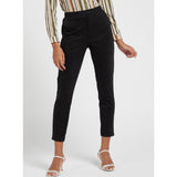 Max Fashion- Black Solid Cropped Pants with Pockets and Elasticised Waistband