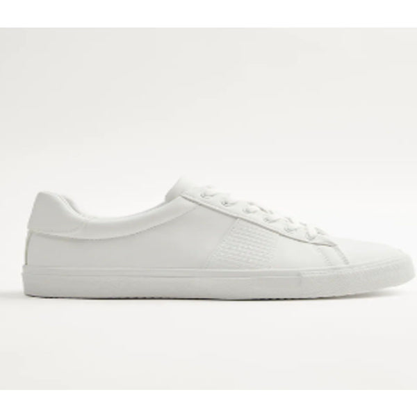 Zara- White Monochrome Sneakers With Side Stripe Detail