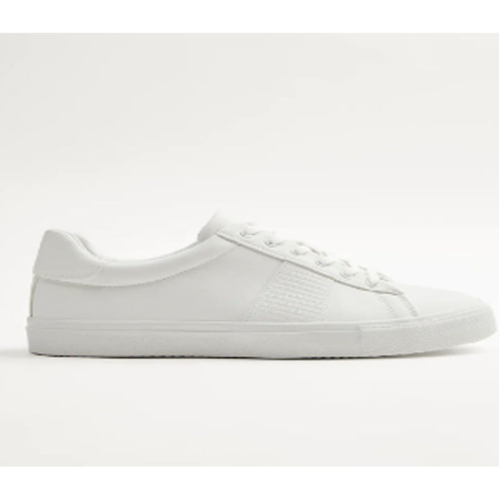 Zara- White Monochrome Sneakers With Side Stripe Detail