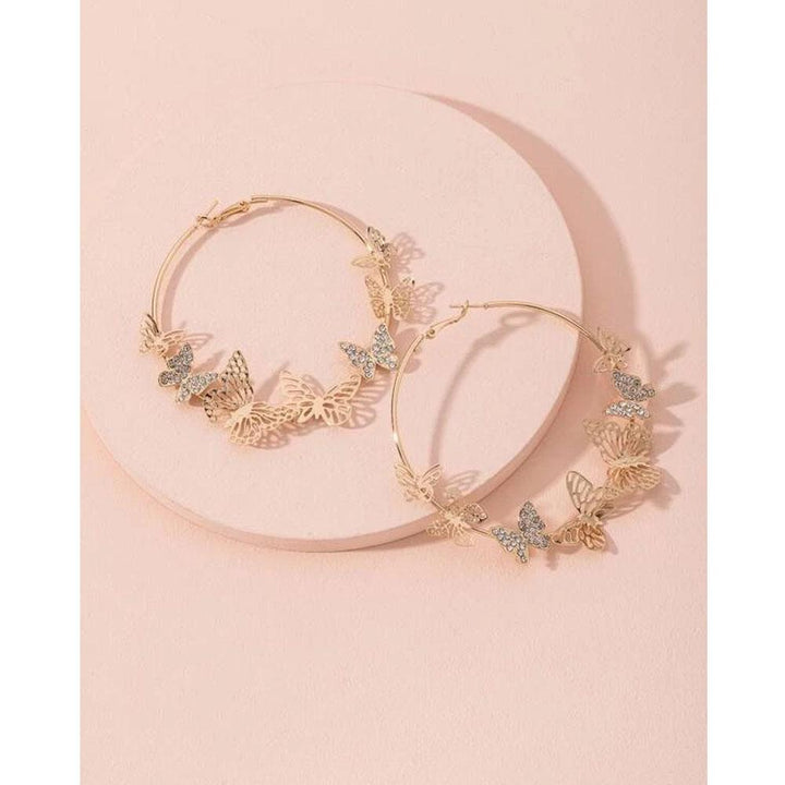 Shein- Butterfly Decor Hoop Earrings Gold