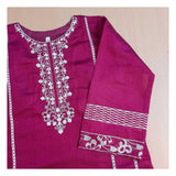 Zardi- Embroided Khaadi Net Kurti - Pink - ZK122