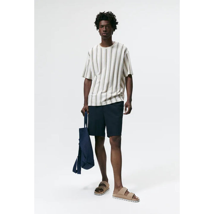 Zara- Vertical Stripe T-Shirt- Ecru