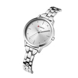 Curren- Luxury Stainless Steel Bracelet Style Quartz Fashion Dress Ladies Watch- 9019- Silver