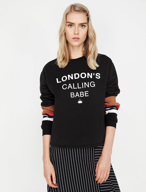 Koton- Letter Printed Sweatshirt- Black