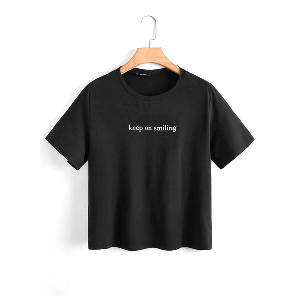 Romwe- Plus Slogan Graphic Tee